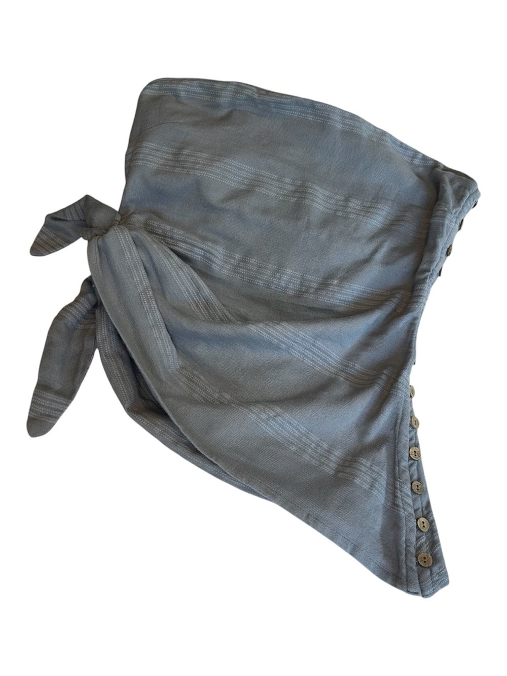 Free People Blue Asymmetrical Tube Top with Buttons and Tie Size Small